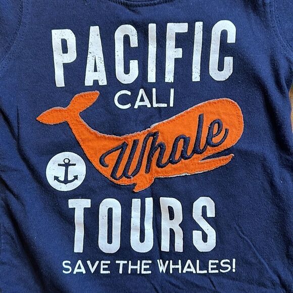Carters short sleeve shirt 12 months cotton Blue whale Summer coastal nautical - Picture 2 of 4